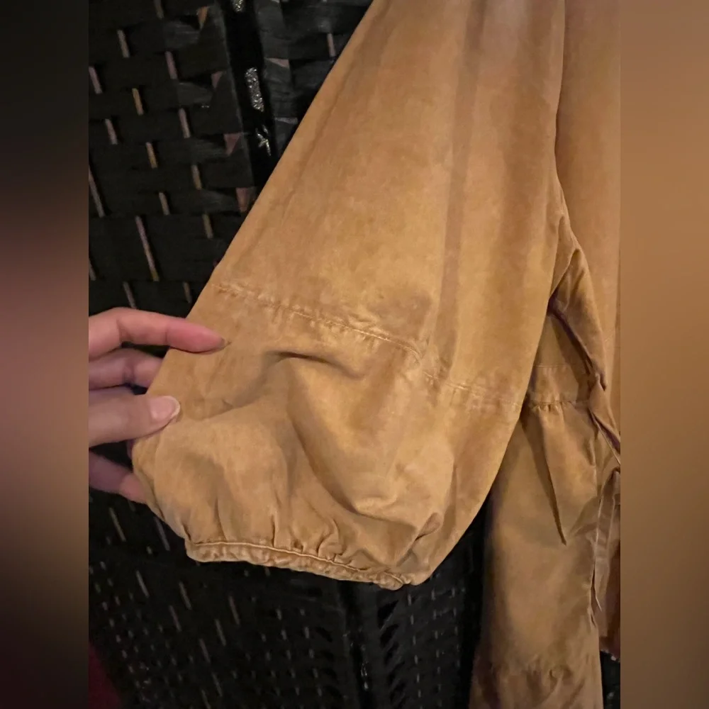 Ava & Viv tiered dress. Balloon 3/4-Sleeve A-Line. Midi, 100% cotton. Mustard 4X - Picture 6 of 12